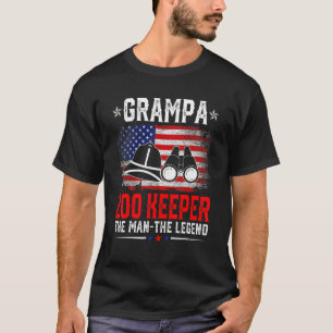 T-shirt Drapeau Américain en Détresse Papy Gardien de Zoo