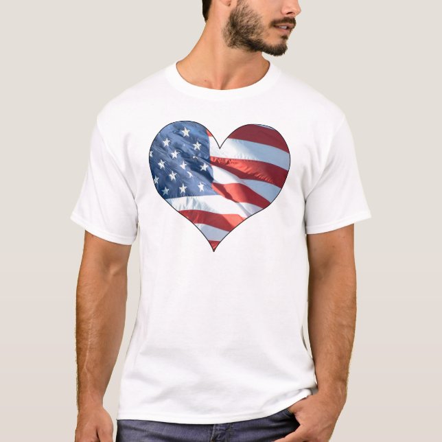 T-shirt Drapeau américain en forme de coeur patriotique (Devant)