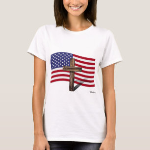 T-shirt Drapeau américain et croix robuste