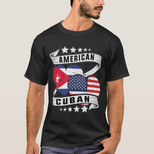 T-shirt Drapeau américain et cubain Demi cubain demi-améri