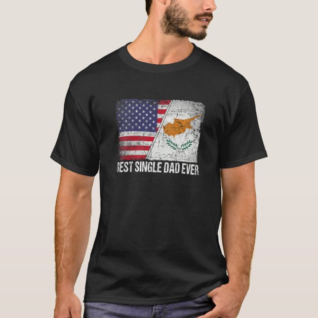 T-shirt Drapeau américain et drapeau chypriote Meilleur pè (Devant)
