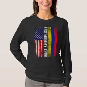 T-shirt Drapeau américain et drapeau de la Colombie meille