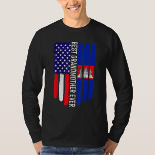 T-shirt Drapeau américain et drapeau du Cambodge Meilleur 