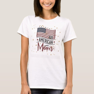 T-shirt Drapeau américain, Etoiles d'or, Toute maman améri