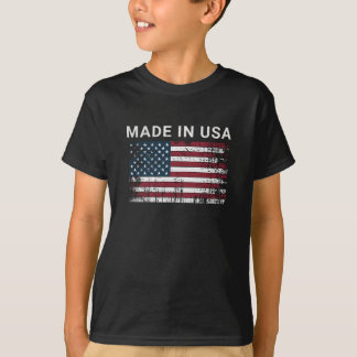 T-shirt Drapeau Américain Fabriqué Aux Etats-Unis Vintage 