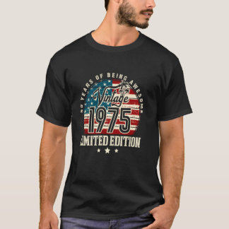 T-shirt Drapeau Américain Fabriqué en 1975 50e Anniversair