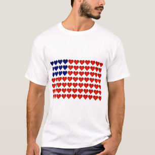 T-shirt Drapeau américain fait de coeurs