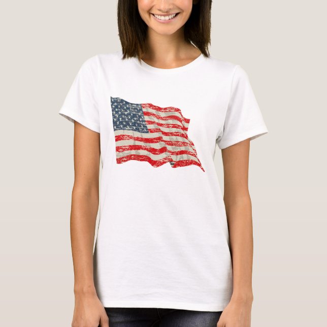 T-shirt Drapeau américain fané de gloire (Devant)