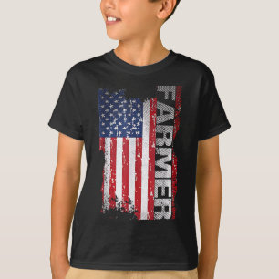 T-shirt Drapeau américain fermier pour le 4 juillet