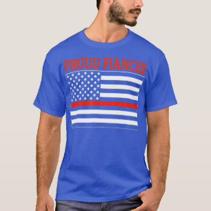 T-shirt Drapeau américain Fiancee Fiancee Firefighter