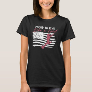 T-shirt Drapeau Américain Fier De Jouer Comme Une Fille US