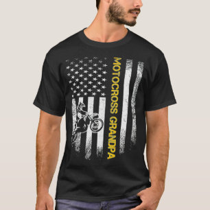 T-shirt Drapeau Américain Fier Motocross Dirt Bike Grandpa