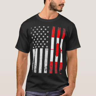 T-shirt Drapeau américain Fierté canadienne Feuille d'érab