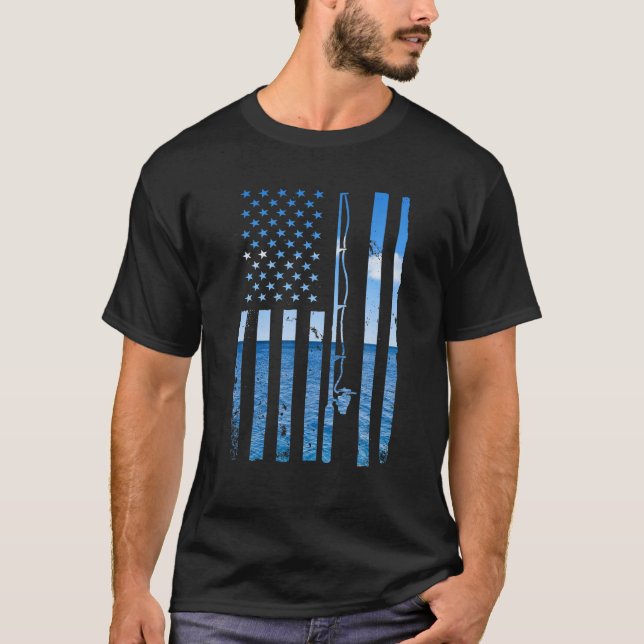 T-shirt Drapeau américain Fisher Pêcheur Funny Bass Fis (Devant)