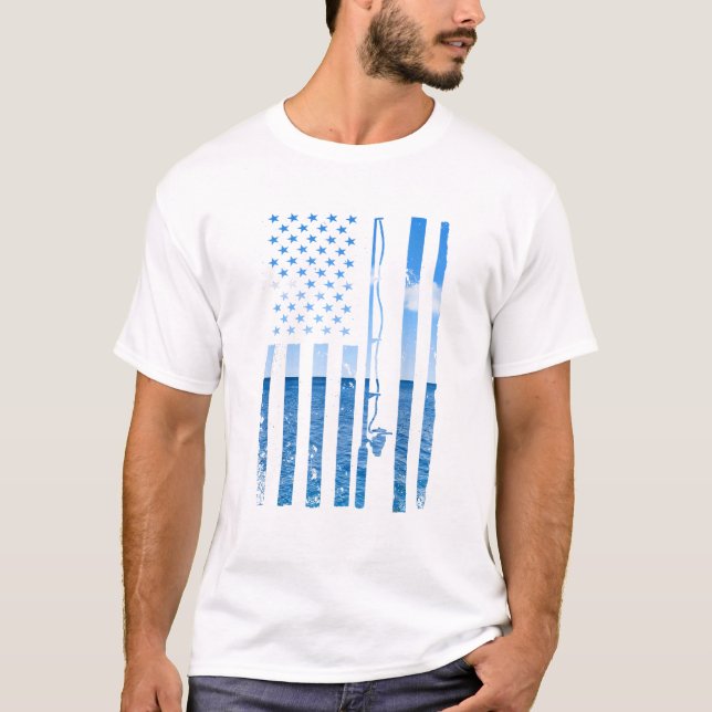 T-shirt Drapeau américain Fisher Pêcheur Funny Bass Fis (Devant)