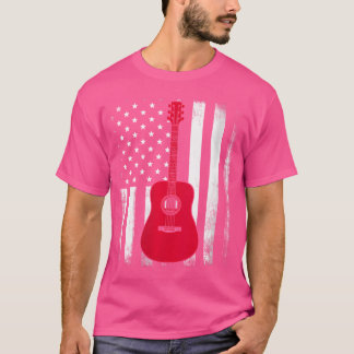 T-shirt Drapeau américain Flag américain de la guitare aco