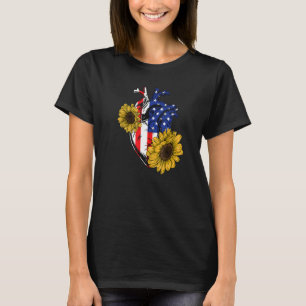 T-shirt Drapeau américain fleuriste 4 juillet Floral anato