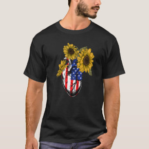 T-shirt Drapeau américain fleuriste 4 juillet Floral anato