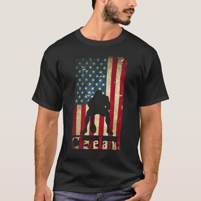 T-shirt Drapeau américain Football Cleveland Ohio Leteman (Devant)