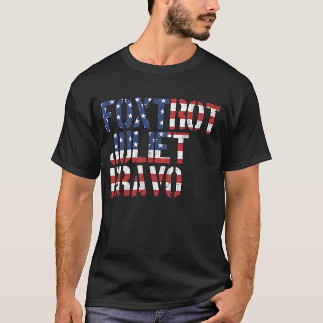 T-shirt Drapeau américain Foxtrot Juliet Bravo (Devant)