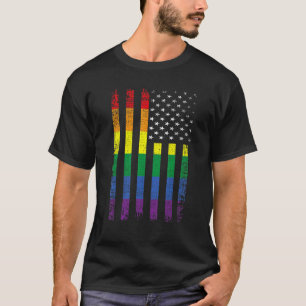 T-shirt Drapeau Américain gay pride Lgbt Support Lgbtq Les