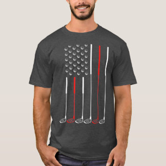 T-shirt Drapeau américain Golf Clubs Stick Drapeau Drapeau