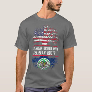 T-shirt Drapeau américain grandi avec racines béliziennes 