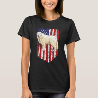 T-shirt Drapeau américain Great Pyrenee 4 juillet USA
