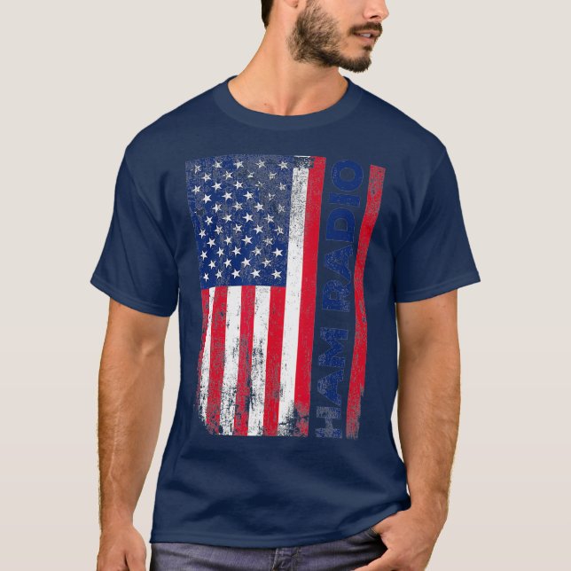 T-shirt Drapeau américain Ham Radio désorganisé (Devant)