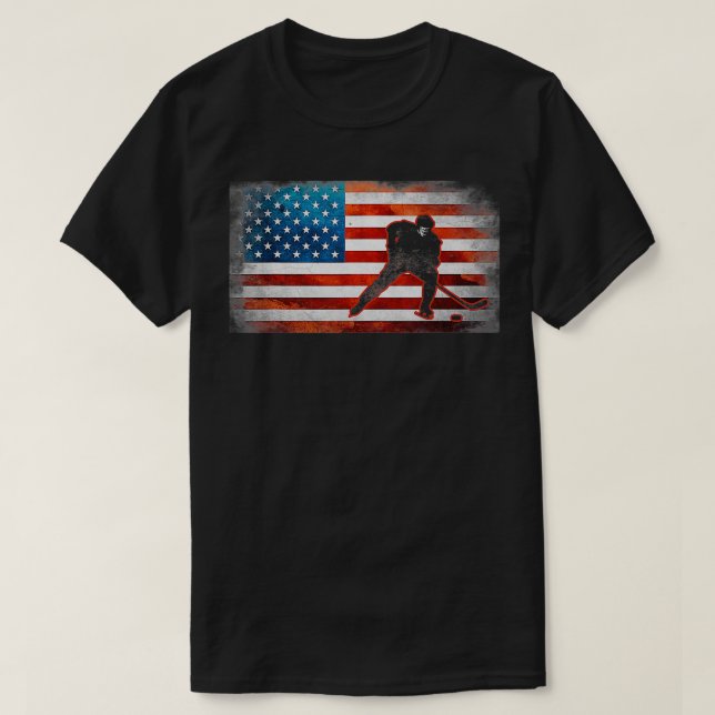 T-shirt Drapeau américain Hockey 4 juillet Hommes Enfants  (Design devant)