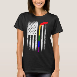 T-shirt Drapeau américain Hockey Lgbt-Q Batte de baseball