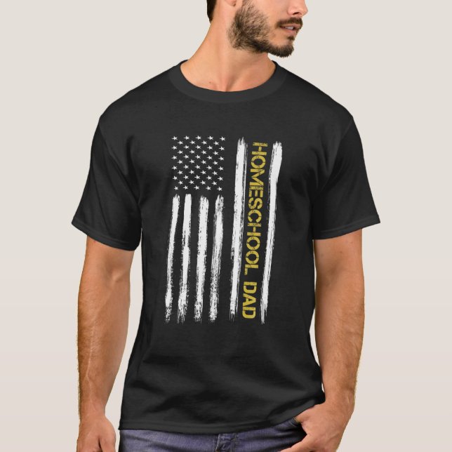 T-shirt Drapeau américain Homeschoe Papa Pas d'école Papa (Devant)
