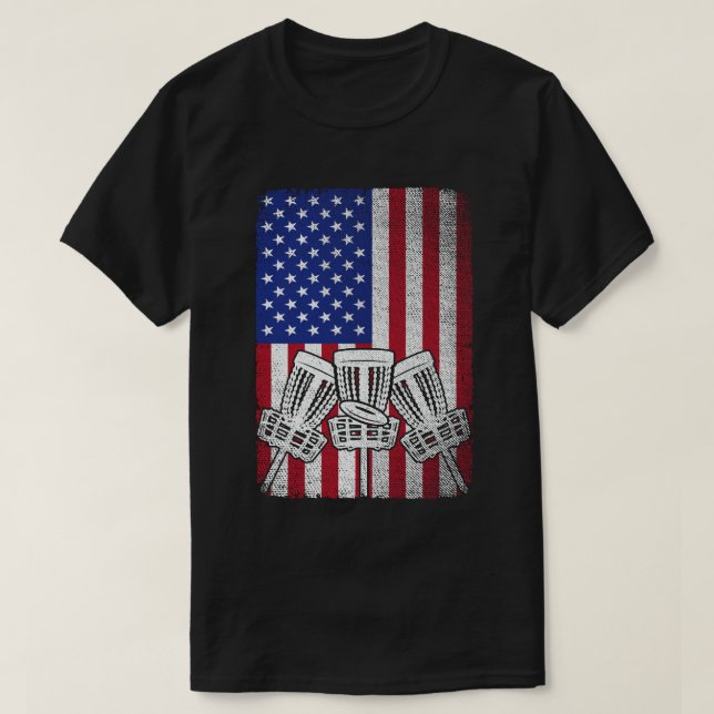 T-shirt Drapeau Américain Homme Lover Golf Disque Volant (Design devant)