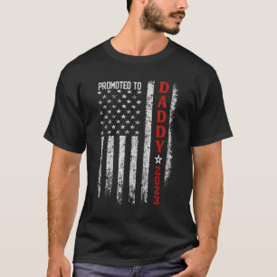 T-shirt Drapeau Américain Hommes Promu À Daddy Est 2023 Fi