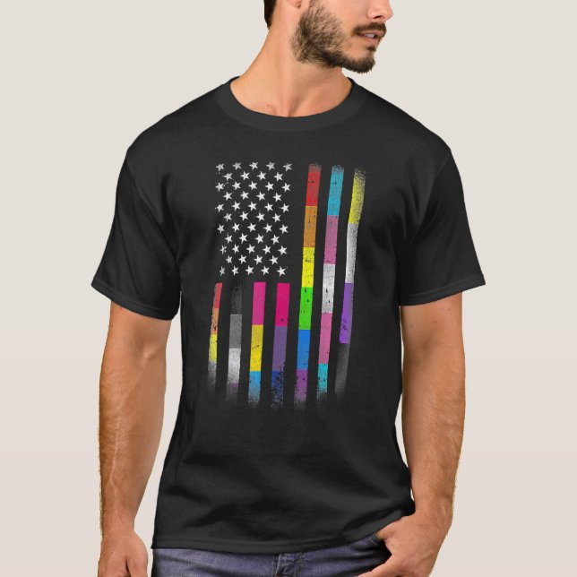 T-shirt Drapeau Américain Homosexuel Lgbt Lgbtq Drapeau 20 (Devant)