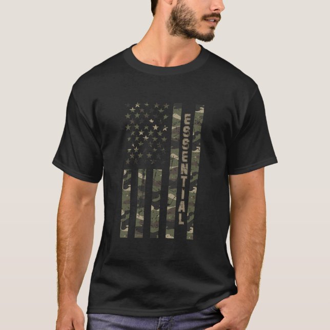 T-shirt Drapeau américain indispensable Camo W Us (Devant)