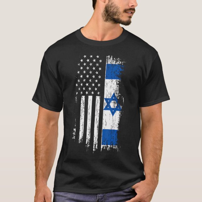 T-shirt Drapeau américain israélien (Devant)