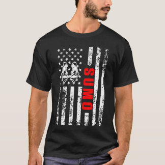 T-shirt Drapeau américain japonais sumo sportif patriotiqu