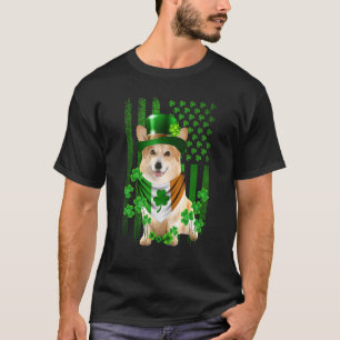 T-shirt Drapeau Américain Joli Chien Corgi Saint-Patrick I