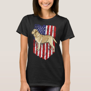 T-shirt Drapeau Américain Labrador Retriever Jaune 4 Juill