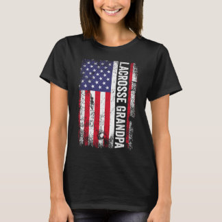 T-shirt Drapeau américain Lacrosse Grand-pa États-Unis Pat