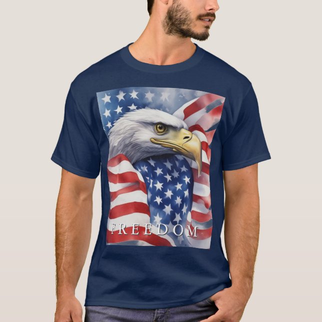 T-shirt Drapeau américain Liberté Aigle Motivationnel Insp (Devant)