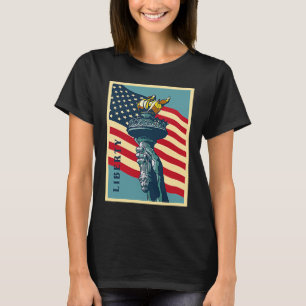 T-shirt Drapeau américain Liberty Torch Statue 4 juillet