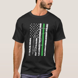 T-shirt Drapeau américain Ligne verte Armée Cool de l'armé