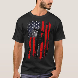 T-shirt Drapeau américain Ligneur Patriote Électricien de