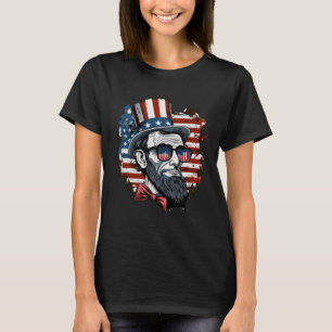 T-shirt Drapeau américain Lincoln 4 juillet Abraham