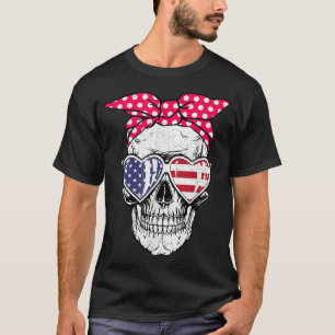 T-shirt Drapeau américain lunettes de soleil Jour de l'Ind