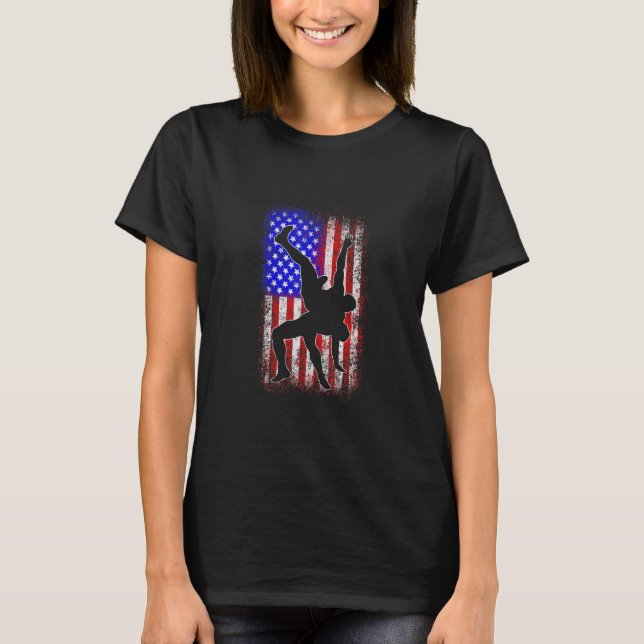 T-shirt Drapeau américain lutte T Chemise Drapeau américai (Devant)