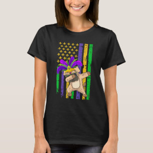 T-shirt Drapeau Américain Mardi Gras Pug Chien Festival Ch