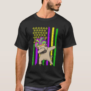 T-shirt Drapeau Américain Mardi Gras Pug Dabbing Chien Par